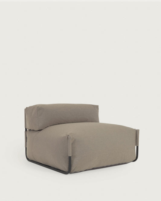 Pouf divano modulare con schienale Square verde e alluminio nero 101 x 101 cm