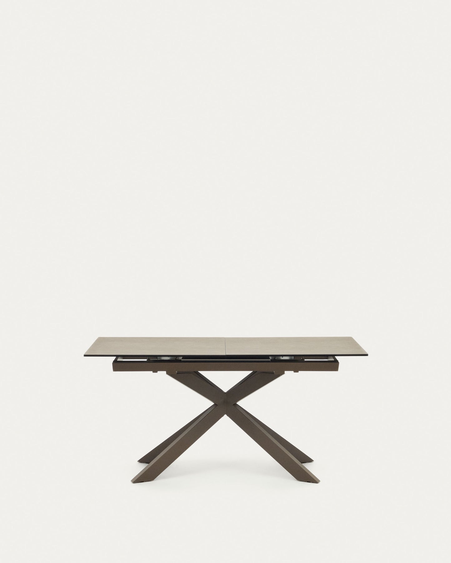Tavolo allungabile Atminda in porcellana e gambe acciaio finitura grigia 160(210)x90 cm