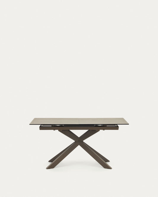Tavolo allungabile Atminda in porcellana e gambe acciaio finitura grigia 160(210)x90 cm