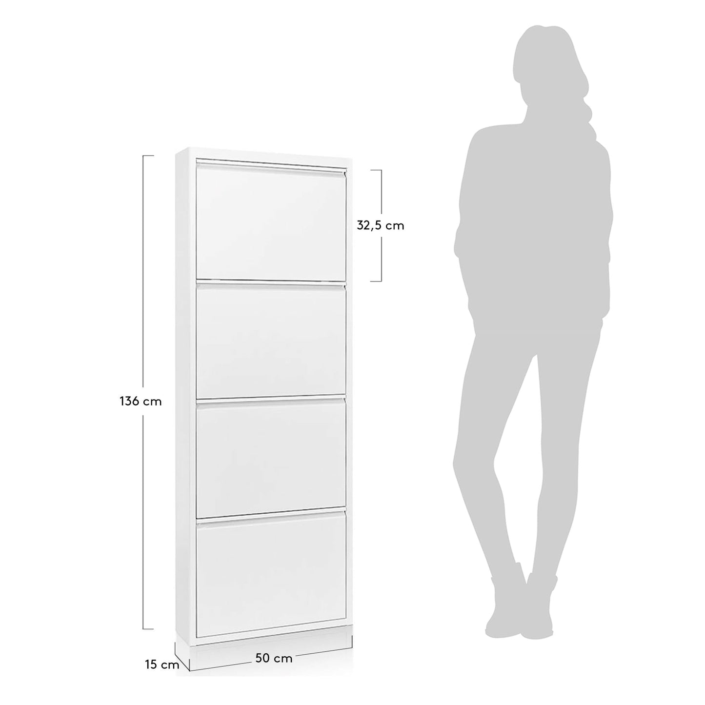 Scarpiera Ode 50 x 136 cm 4 ante bianco
