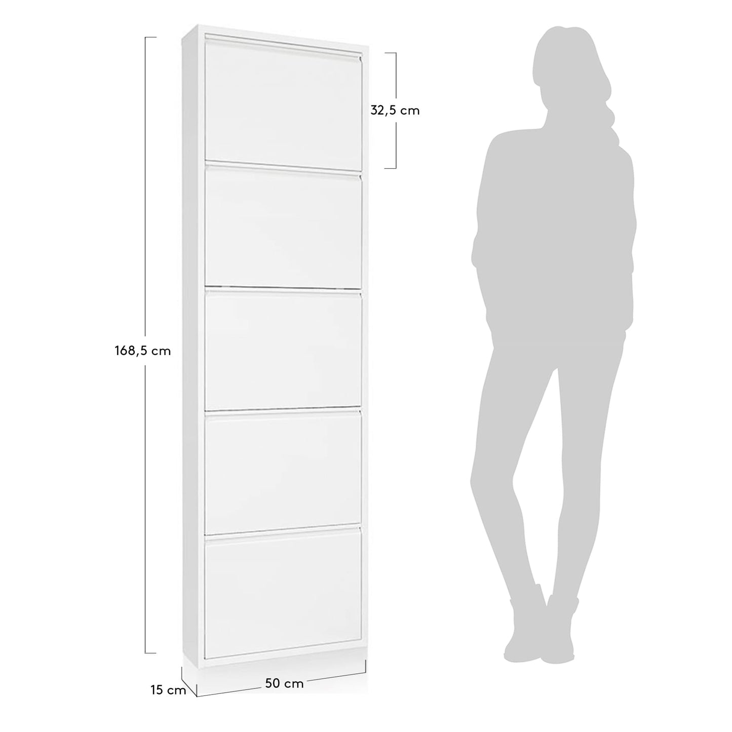 Scarpiera Ode 50 x 168,5 cm 5 ante bianco
