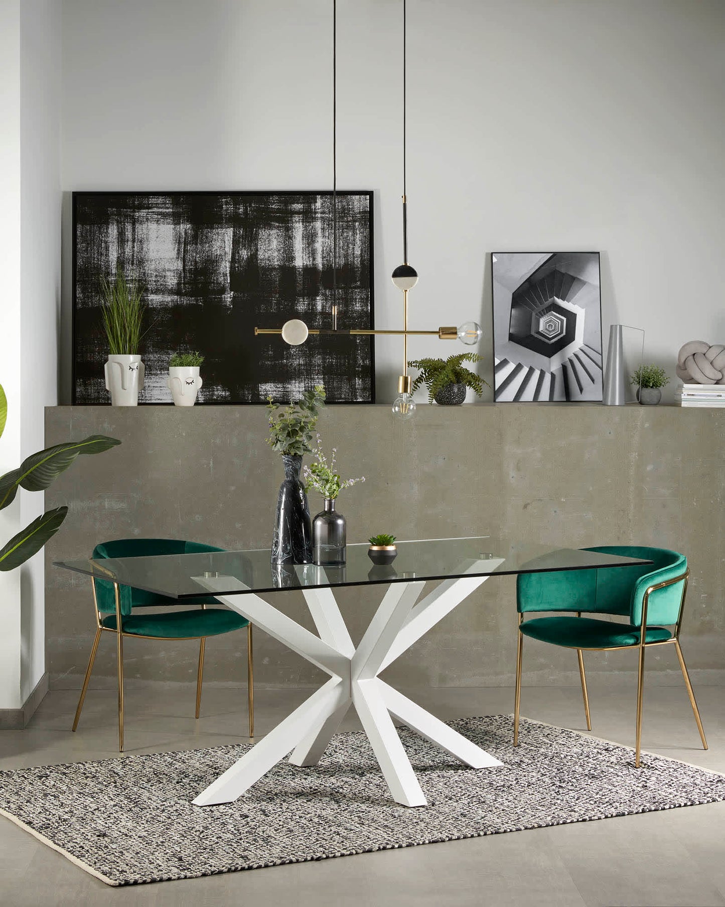 Tavolo Argo di vetro e gambe in acciaio con finitura bianca 200 x 100 cm