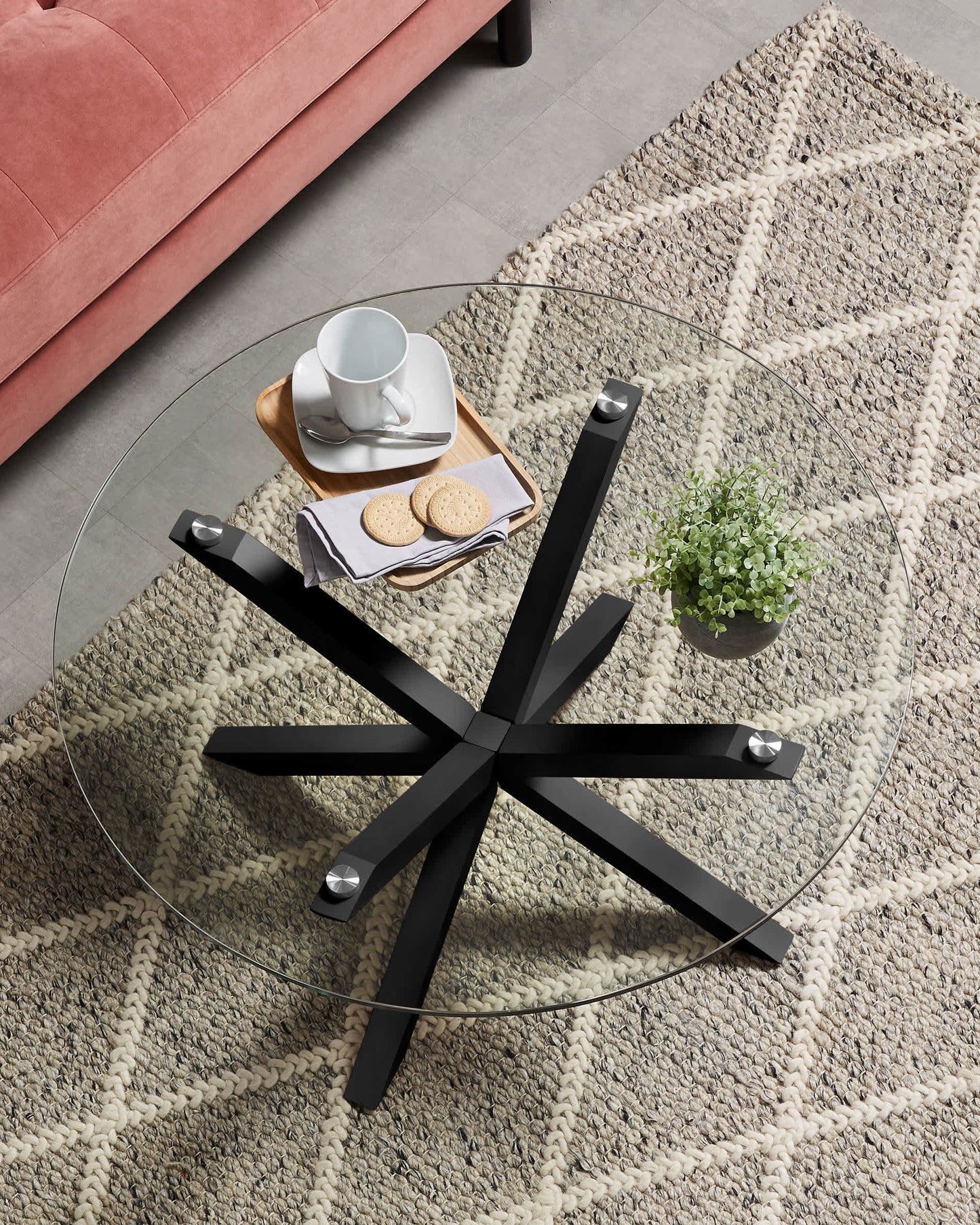 Tavolino da caffè Argo Ø 82 cm vetro nero