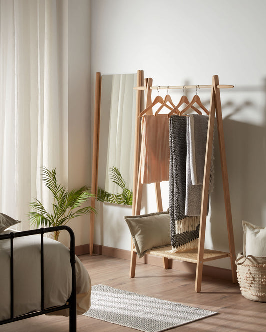 Appendiabiti Natane in legno di rovere e rattan 95 x 152 cm