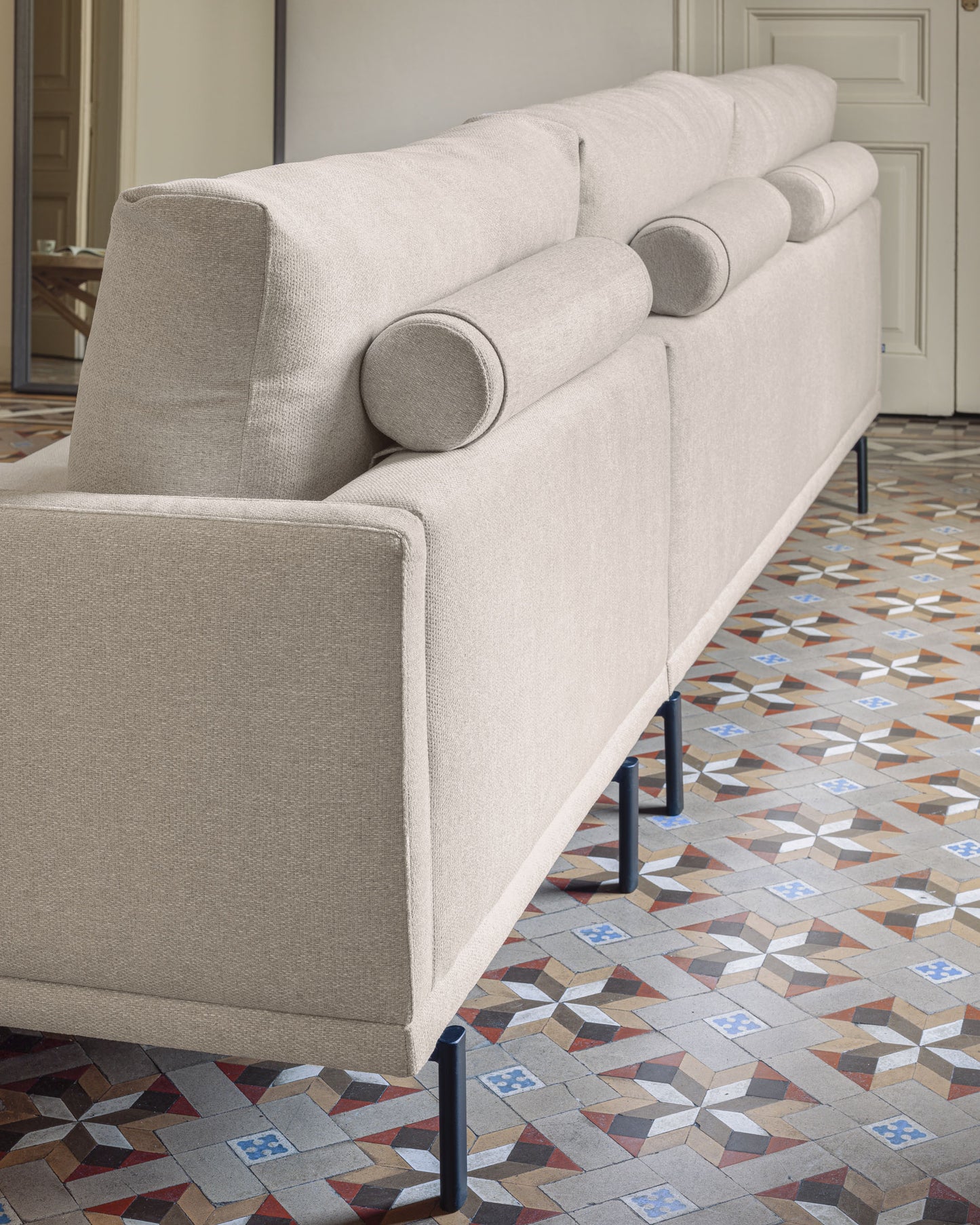 Divano Galene 4 posti con chaise longue destro beige 314 cm