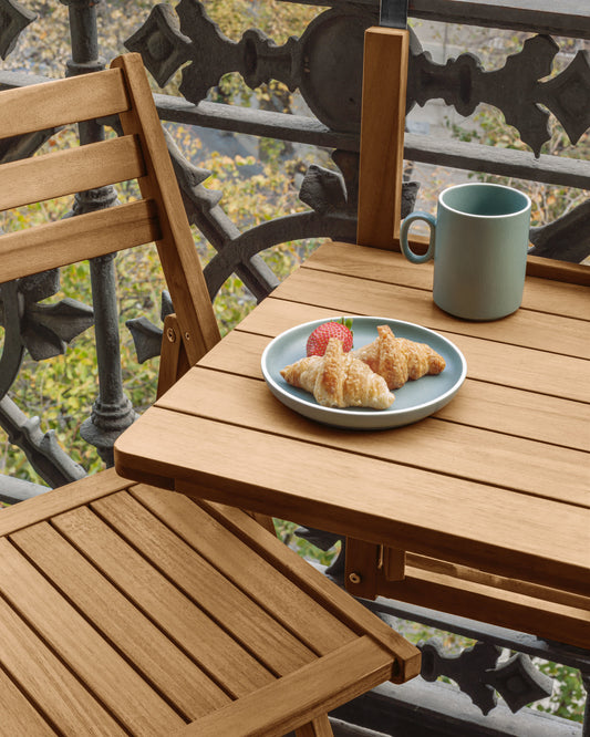 Tavolo pieghevole Amarilis da balcone in legno massello di acacia 40 x 42 cm
