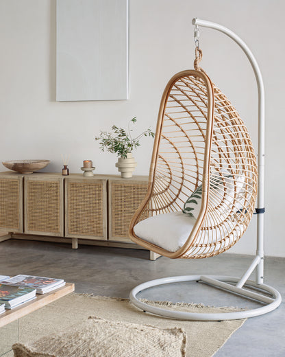 Poltrona sospesa Ekaterina in rattan su piede grigio scuro