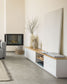 Mobile TV Abilen 2 ante 2 cassetti impiallacciato rovere laccato bianco 200x44 cm