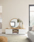 Mobile TV Abilen 1 anta 2 cassetti impiallacciato rovere laccato bianco 150x44cm