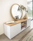 Mobile TV Abilen 1 anta 2 cassetti impiallacciato rovere laccato bianco 150x44cm