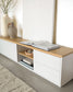 Mobile TV Abilen 2 ante 2 cassetti impiallacciato rovere laccato bianco 200x44 cm