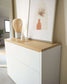 Cassettiera Abilen 3 cassetti impiallacciato rovere e laccato bianco 90 x 75 cm
