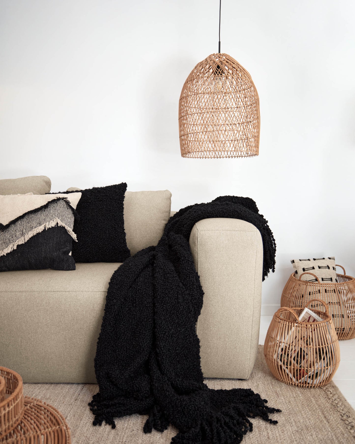 Plafoniera per lampada Domitila rattan con finitura naturale Ø 44 cm