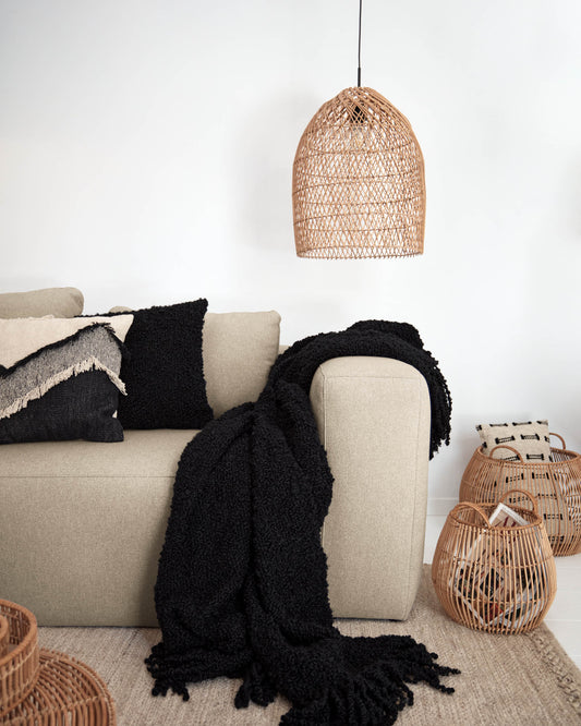 Plafoniera per lampada Domitila rattan con finitura naturale Ø 44 cm