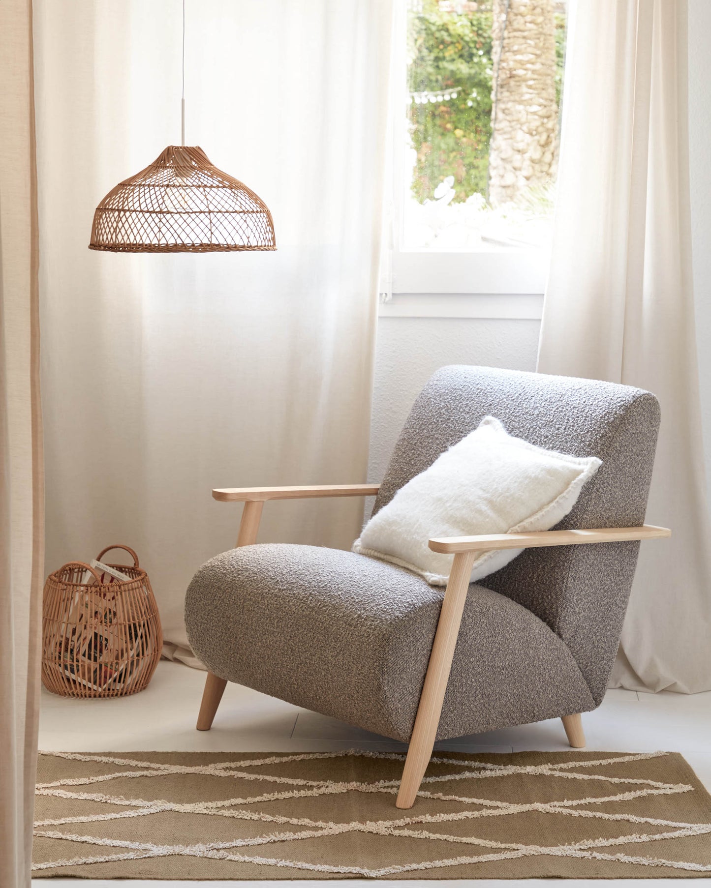 Plafoniera per lampada Dyara 100% rattan Ø 41 cm