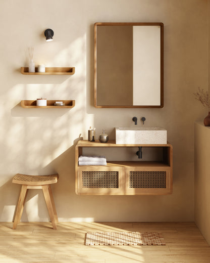 Specchio Kuveni in legno massiccio di teak 80 x 65 cm
