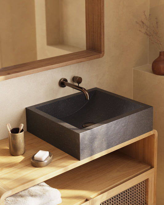 Lavabo da appoggio Delina in terrazzo nero 40 x 45 cm