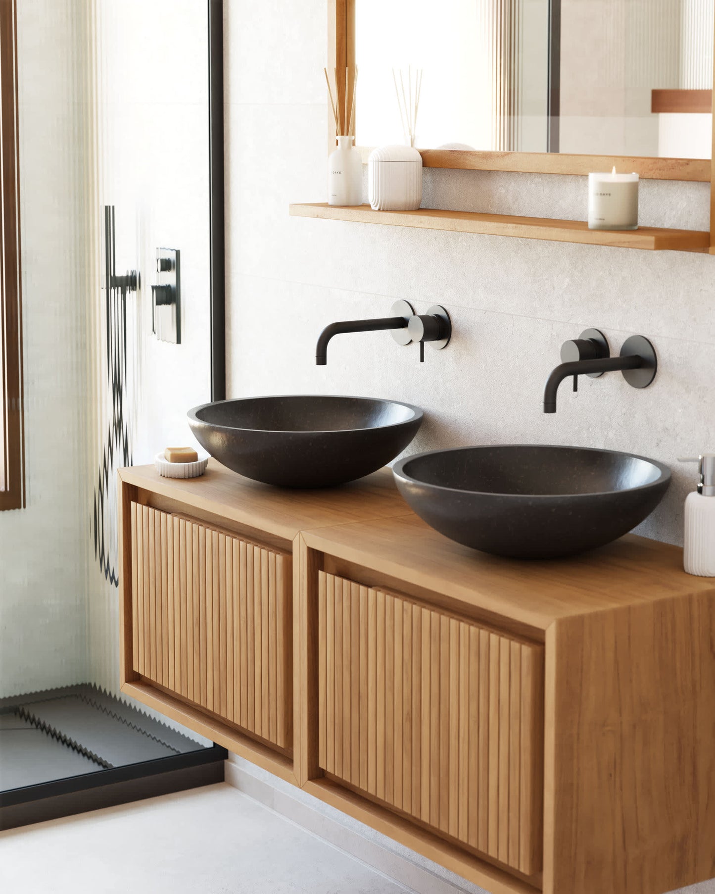 Mobile da bagno Taciana in legno massello di teak 60 x 40 m