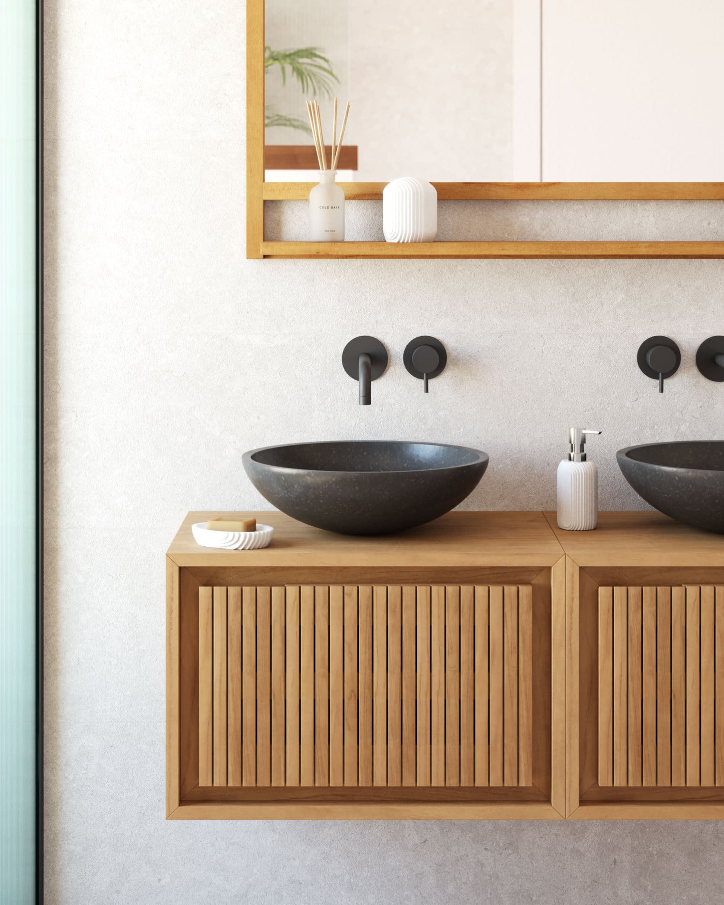 Mobile da bagno Taciana in legno massello di teak 60 x 40 m