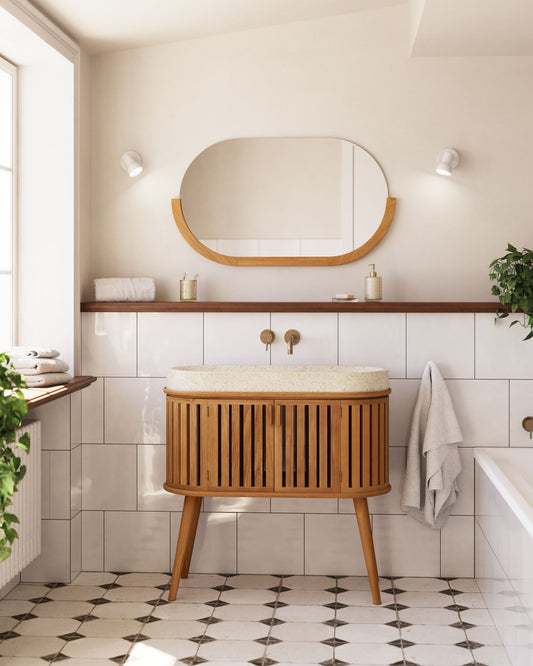 Specchio Rokia in legno massello di teak 90 x 55 cm