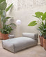 Pouf divano modulare longue schienale Square grigio chiaro e alluminio bianco 165 x 101 cm