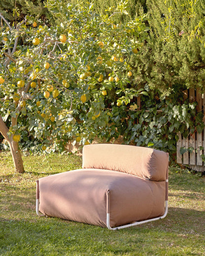 Pouf divano modulare schienale Square terracotta alluminio bianco 101x101cm