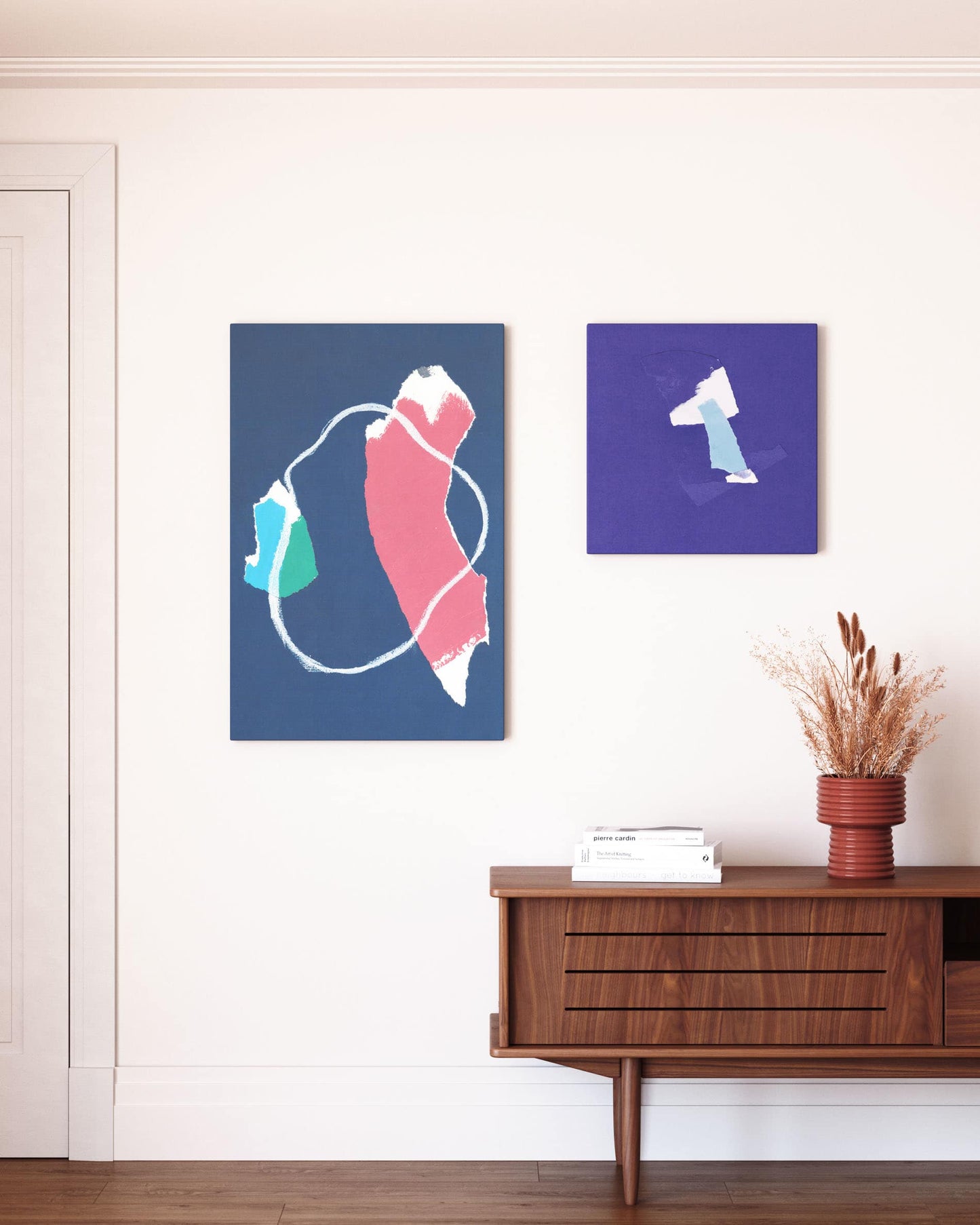 Quadro astratto Zoeli blu e rosso 60 x 90 cm