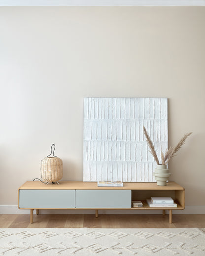 Mobile TV Anielle 2 ante in legno massello e impiallacciato frassino 180 x 41 cm