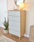 Cassettiera Anielle 5 cassetti in legno massello e impiallacciato frassino 60 x 117 cm
