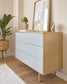 Comò Anielle 3 cassetti in legno massello e impiallacciato frassino 99 x 78,5 cm