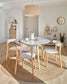 Tavolo rotondo allungabile Oqui MDF laccato bianco gambe massello di faggio 120(200)x120cm
