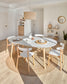 Tavolo rotondo allungabile Oqui MDF laccato bianco gambe massello di faggio 120(200)x120cm