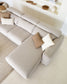 Divano Singa 3 posti con chaise longue destra, poggiatesta reclinabile e sedile allungabile beige 296 cm