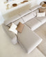 Divano Singa 3 posti con chaise longue sinistra, poggiatesta reclinabile e sedile allungabile beige 296 cm