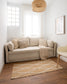 Divano letto Tanit bianco con piedi in legno massello di faggio finitura naturale 210 cm