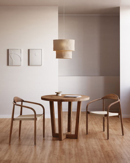 Tavolo rotondo Nahla in legno massello di acacia con finitura naturale Ø 90 cm