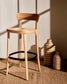 Sgabello Romane legno di faggio naturale impiallacciato frassino e rattan altezza 75 cm