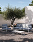 Divano 100% da esterno Comova 3 posti blu ed alluminio bianco 222 cm