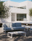 Divano 100% da esterno Comova 3 posti blu ed alluminio bianco 222 cm