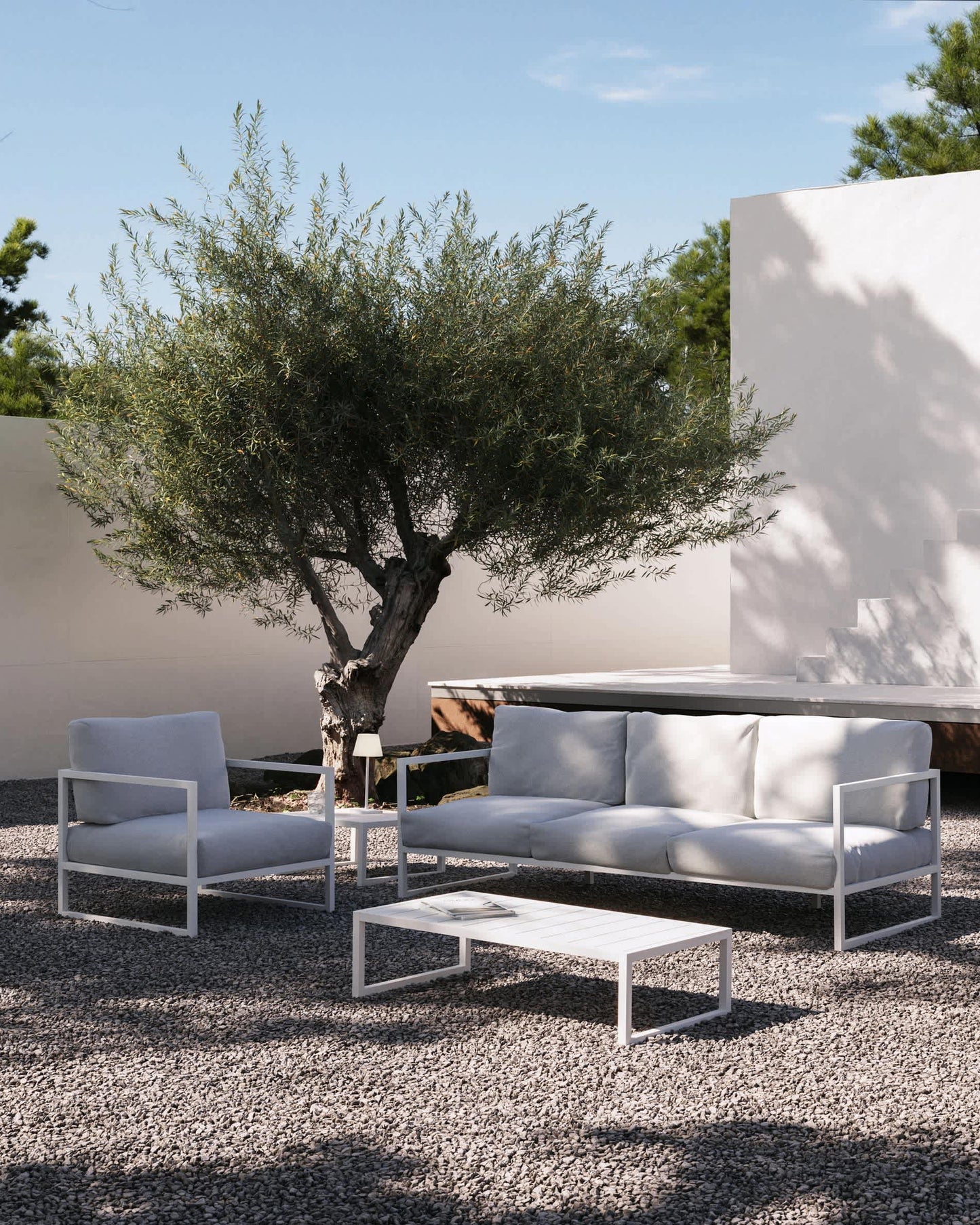 Tavolino da esterno Comova in alluminio bianco 60 x 114 cm