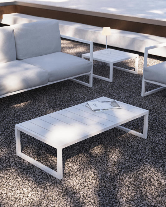 Tavolino da esterno Comova in alluminio bianco 60 x 114 cm