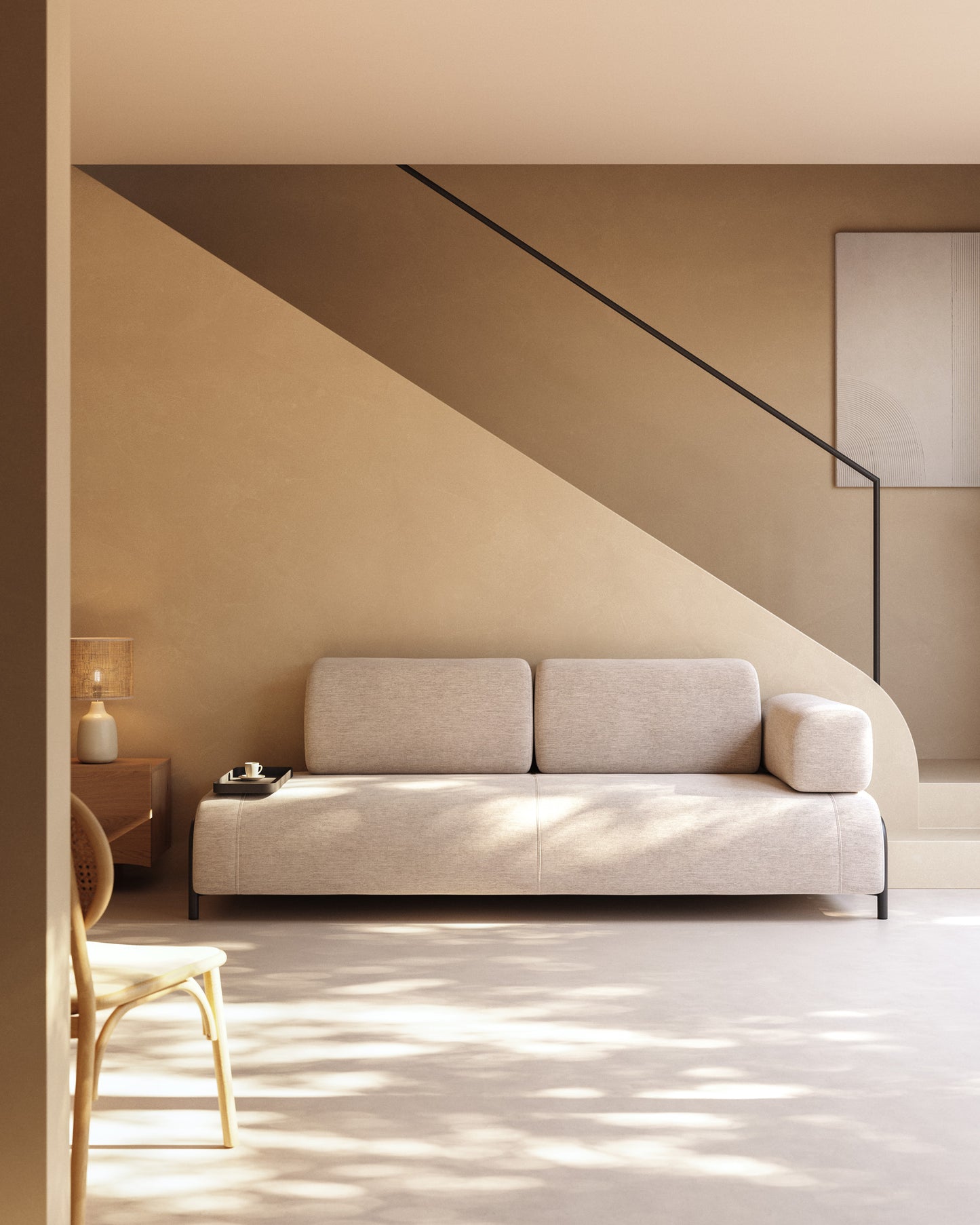 Modulo Compo 3 posti beige grigiastro 232 cm