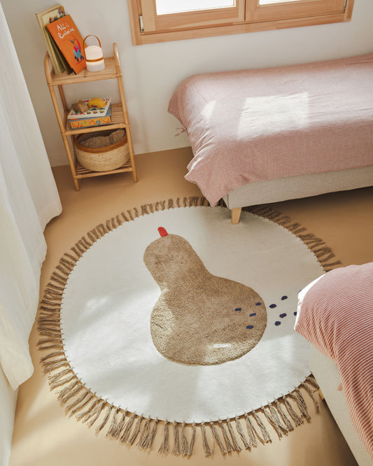 Tappeto rotondo Tamya 100% cotone marrone con pera Ø 120 cm