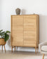 Credenza alta Lenon 4 ante in massello ed impiallacciato rovere 104,5x144cm