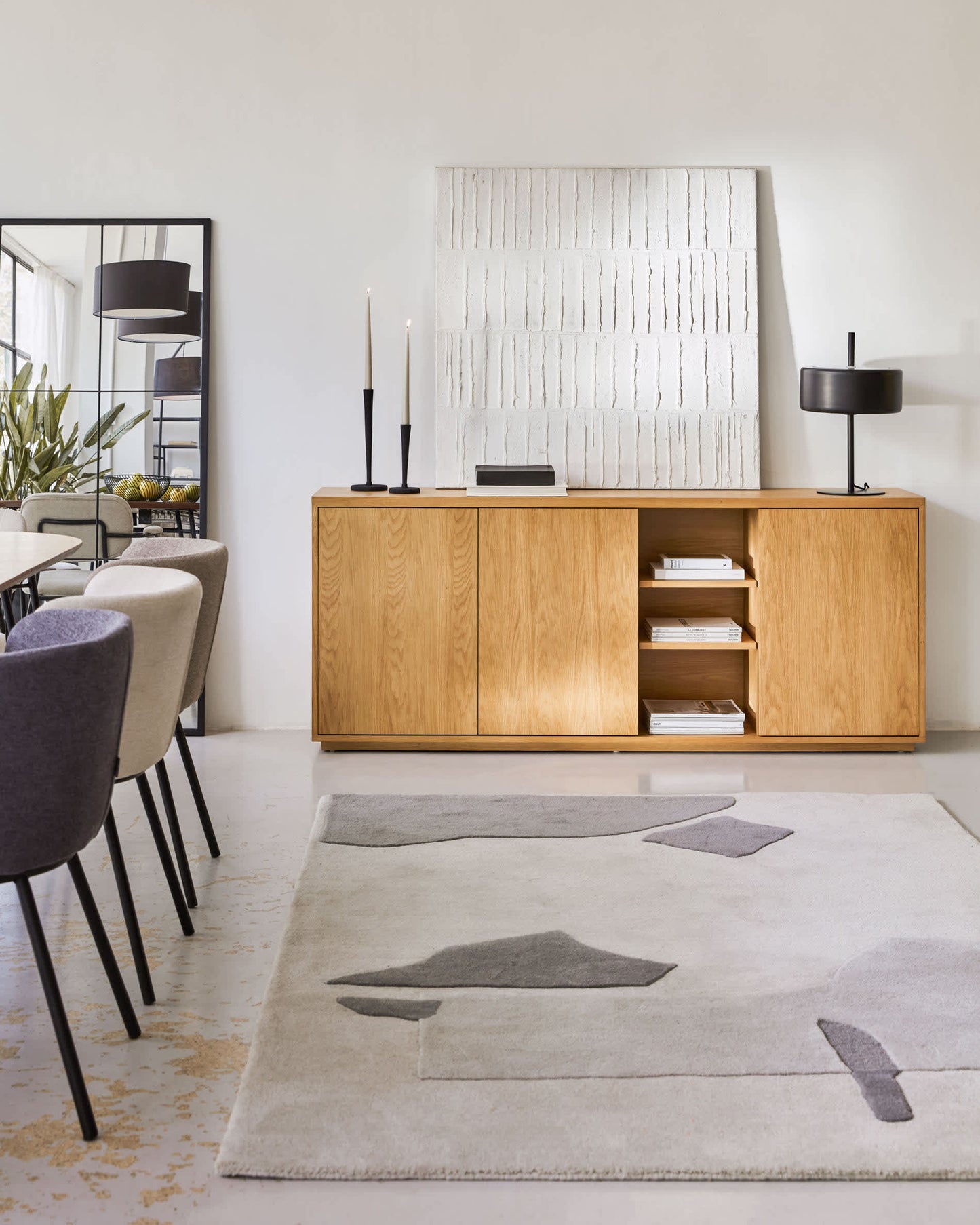 Credenza Abilen 3 ante impiallacciato rovere 180 x 75 cm