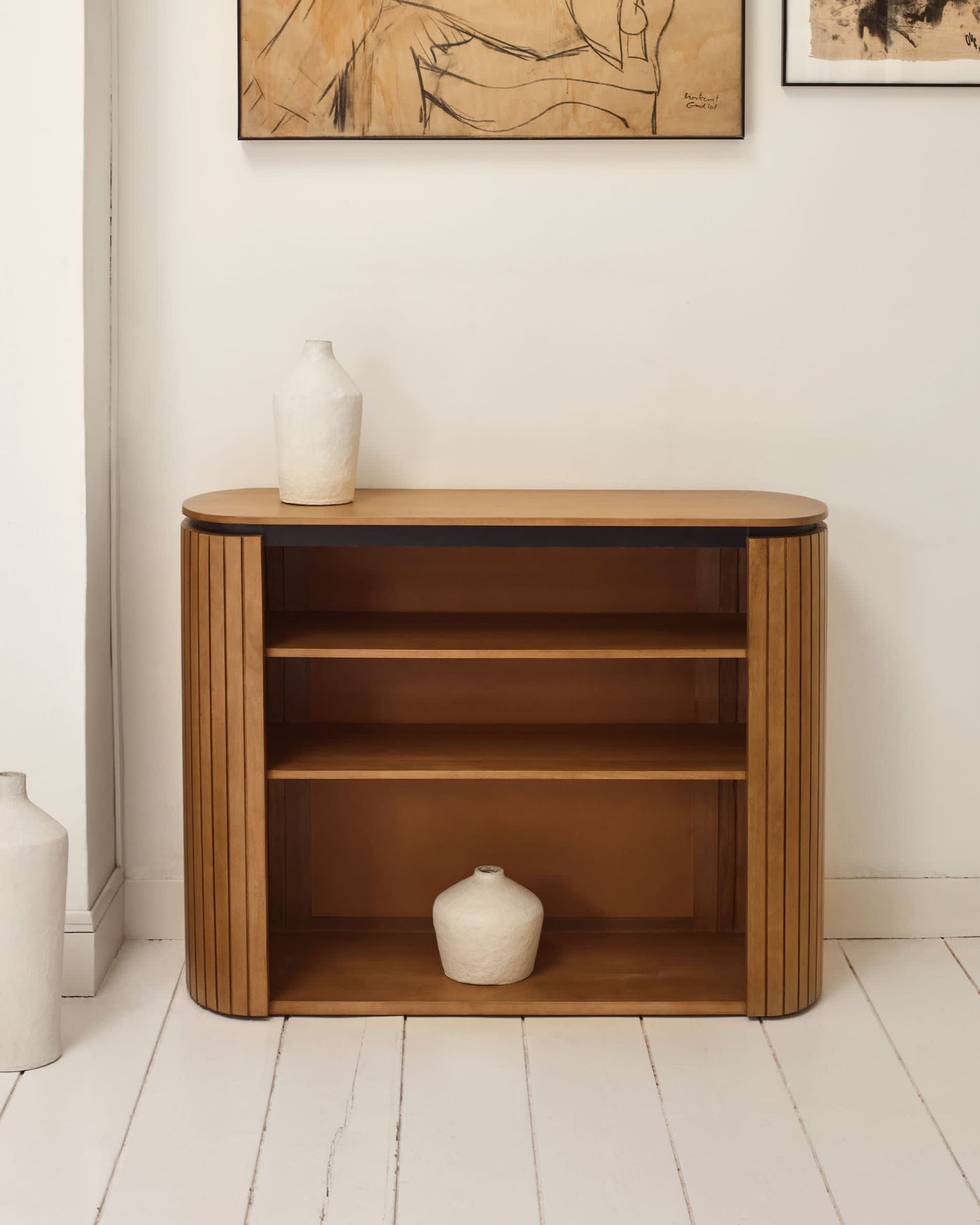 Libreria Licia in legno massello di mango e metallo verniciato nero 120 x 90 cm