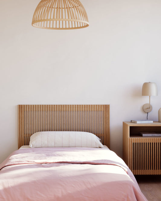 Testiera Beyla in legno massiccio di frassino per letto da 90 cm