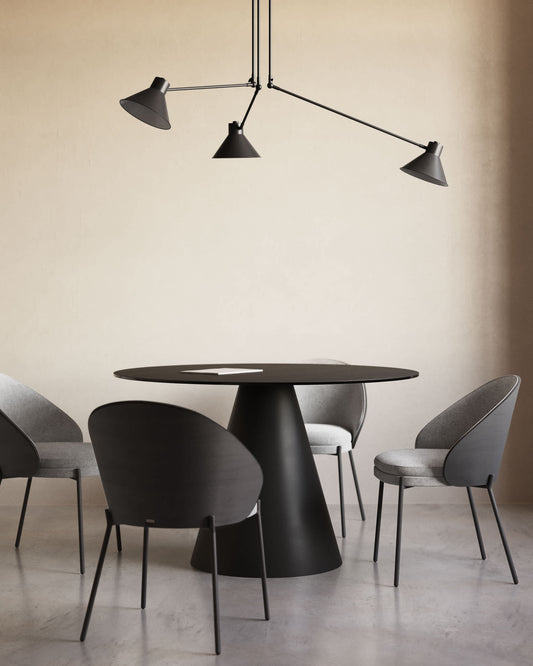 Tavolo rotondo Wilshire in vetro temperato e metallo verniciato nero Ø 120 cm