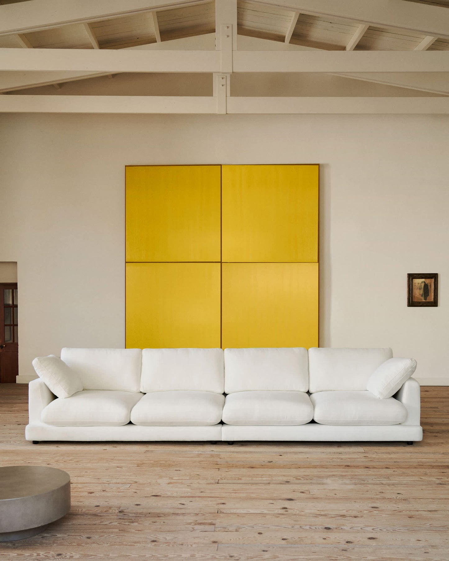 Divano Gala 6 posti in ciniglia bianco FSC Mix Credit 390 cm
