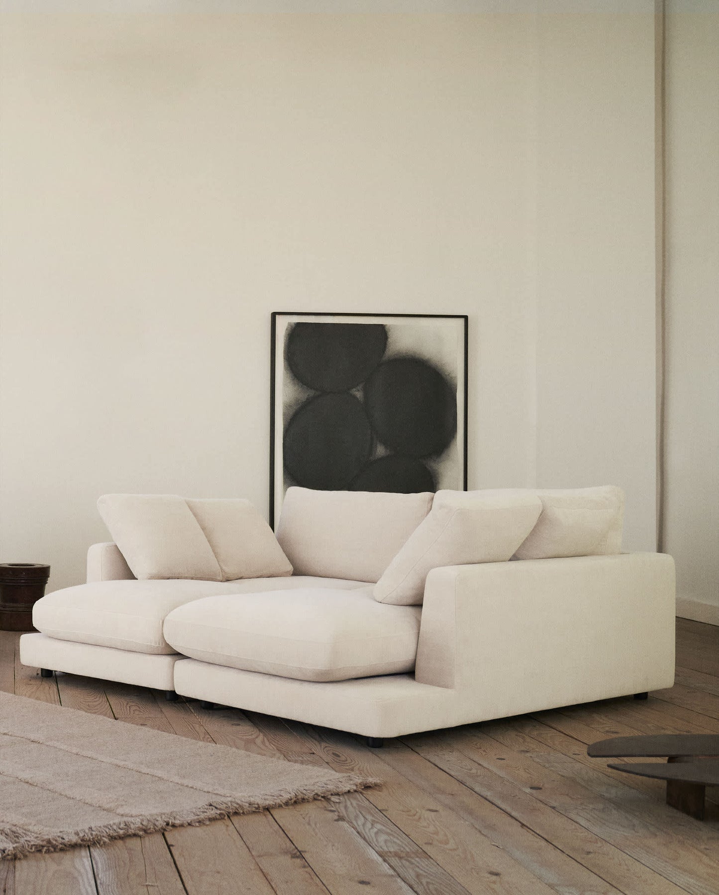 Divano Gala 3 posti con doppia chaise longue beige 210 cm